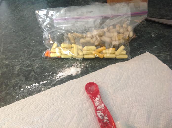 This is a picture of Sandy's actual medication. She confided in me she worries that some day the TSA will confiscate them as she goes through security! 